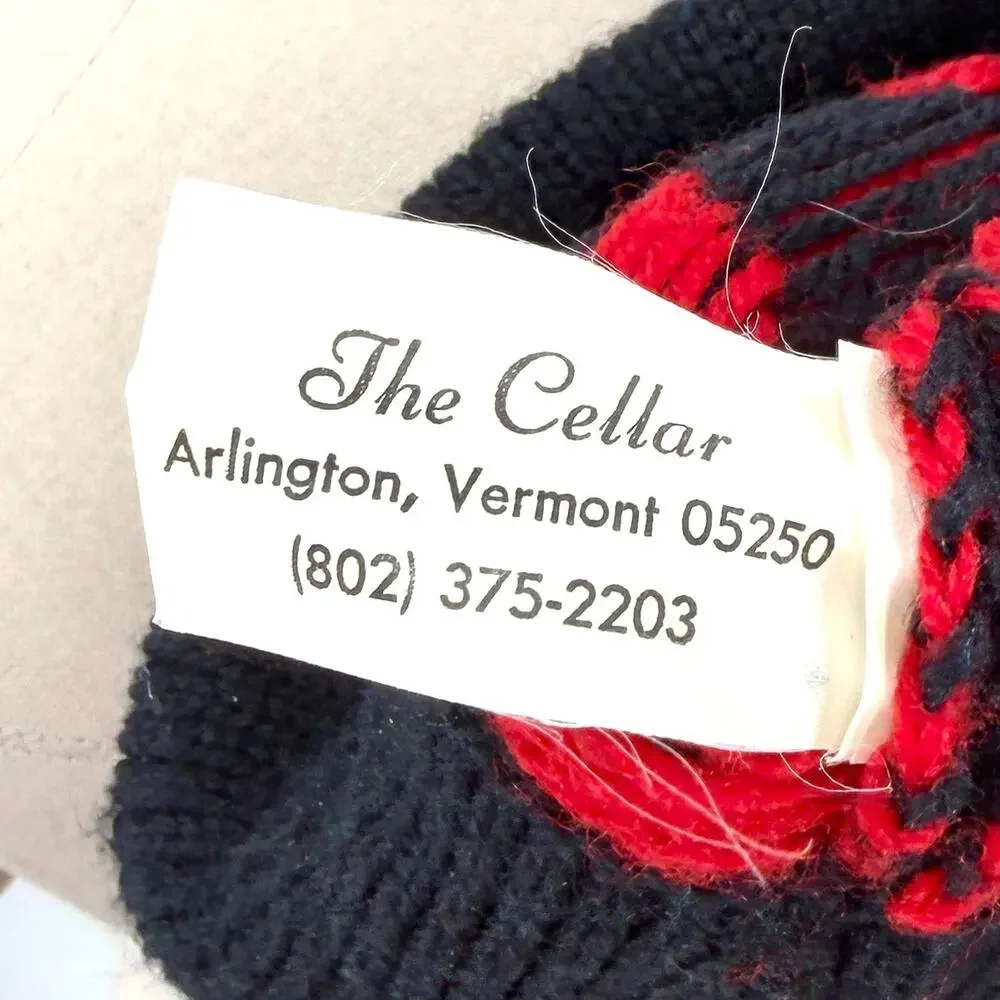 Vintage 80s The Cellar NYC Marathon Black Red Beanie Hat